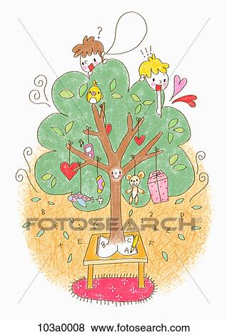 Stock Illustration - Various school related drawings of a tree. Fotosearch