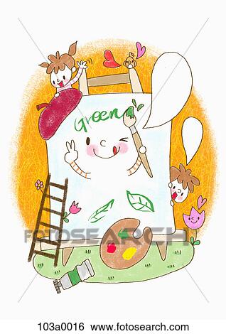 Stock Illustration - Various school related drawings of art. Fotosearch