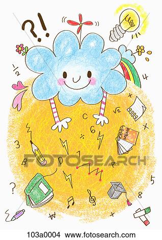 Stock Illustration - Various school related drawings of various symbols. Fotosearch