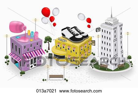 Clip Art - various types of building structures. Fotosearch