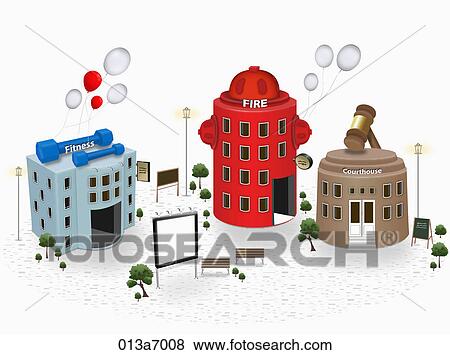 Stock Illustration - various types of building structures. Fotosearch