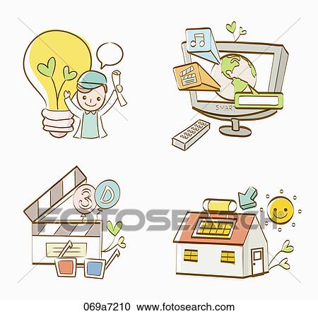 Various types of icons View Large Illustration Clipart - Various types of icons . Fotosearch