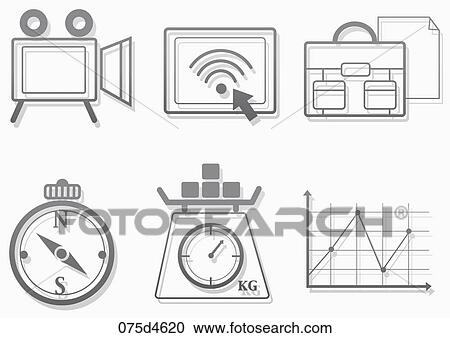 Various types of icons View Large Illustration Clipart - Various types of icons . Fotosearch