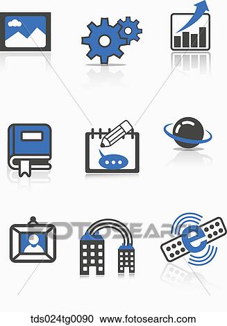 Clipart - various types of icons. Fotosearch