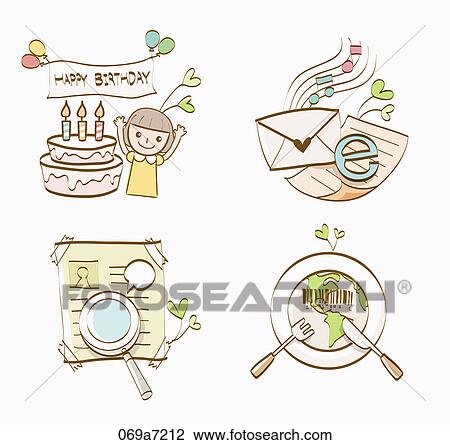 Various types of icons View Large Illustration Drawing - Various types of icons . Fotosearch