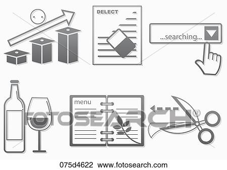 Drawing - Various types of icons . Fotosearch