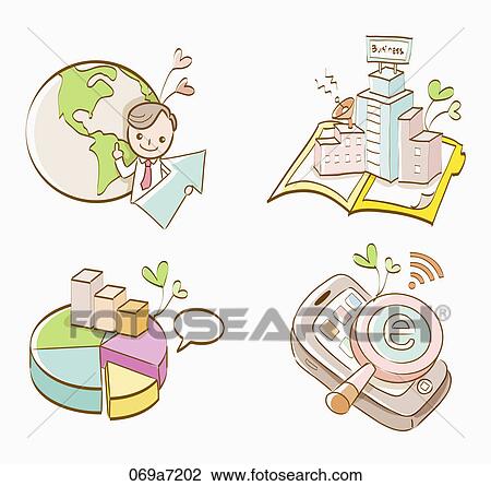 Various types of icons for business View Large Illustration Drawing - Various types of icons for business. Fotosearch