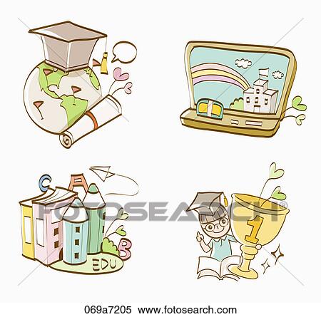 Various types of icons for education View Large Illustration Stock Illustration - Various types of icons for education. Fotosearch