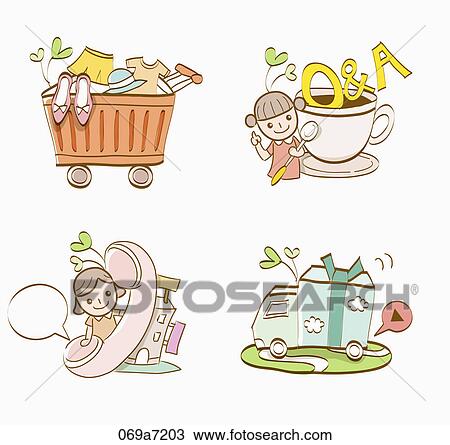 Drawing - Various types of icons for home shopping. Fotosearch