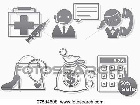Stock Illustration - Various types of icons . Fotosearch