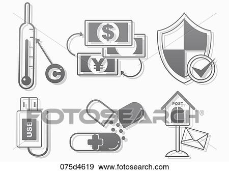 Stock Illustration - Various types of icons . Fotosearch