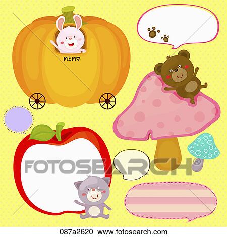 Various types of memo with animals View Large Illustration Clipart - Various types of memo with animals. Fotosearch