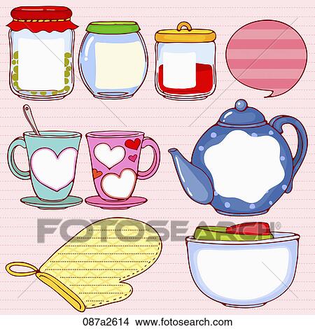 Stock Illustration - Various types of memo with containers. Fotosearch
