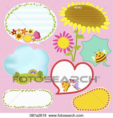 Various types of memo with flower View Large Illustration Stock Illustration - Various types of memo with flower. Fotosearch