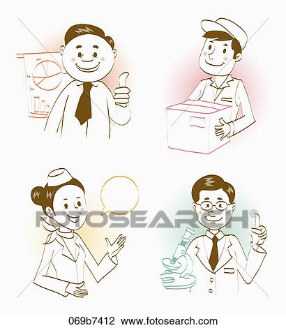 Drawing - Various types of people's occupation. Fotosearch