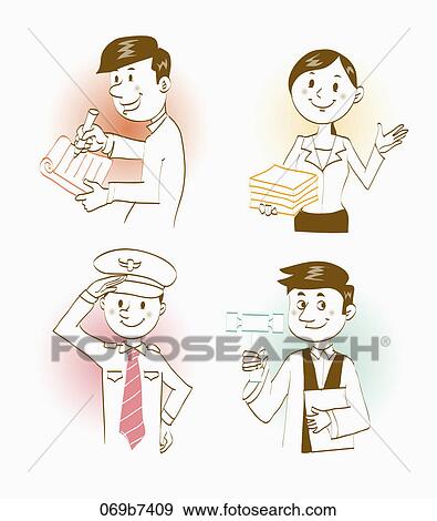 Stock Illustration - Various types of people's occupation. Fotosearch