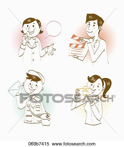 Stock Illustration - Various types of people's occupation. Fotosearch