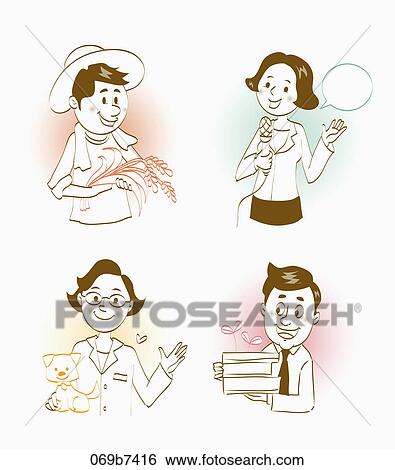 Stock Illustration - Various types of people's occupation. Fotosearch