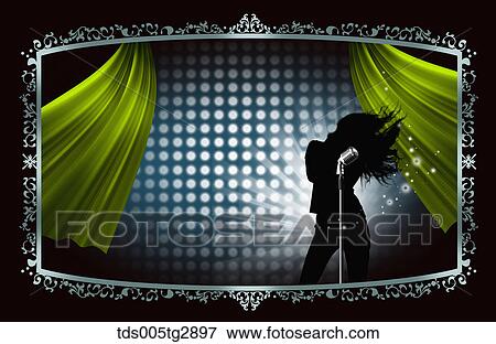 Stock Illustration - woman is singing on the stage. Fotosearch