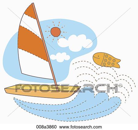 yacht and seaside View Large Illustration Clipart - yacht and seaside. Fotosearch