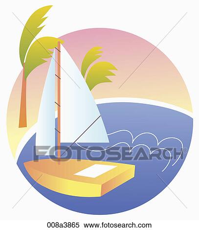 yacht is floating on the sea View Large Illustration Stock Illustration - yacht is floating on the sea. Fotosearch