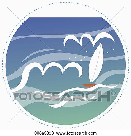 yacht is sailing on the sea View Large Illustration Drawing - yacht is sailing on the sea. Fotosearch