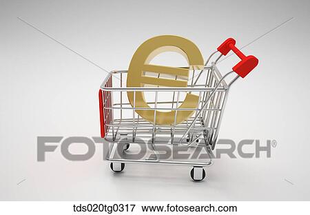 A euro mark in a cart View Large Photo Image Stock Photo - A euro mark in a cart. Fotosearch