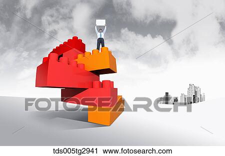 A man holding up white board on the blocks View Large Photo Image Stock Image - A man holding up white board on the blocks. Fotosearch