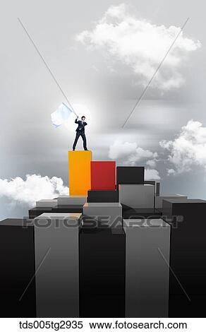 A man on the yellow box with the flag View Large Photo Image Stock Photography - A man on the yellow box with the flag. Fotosearch