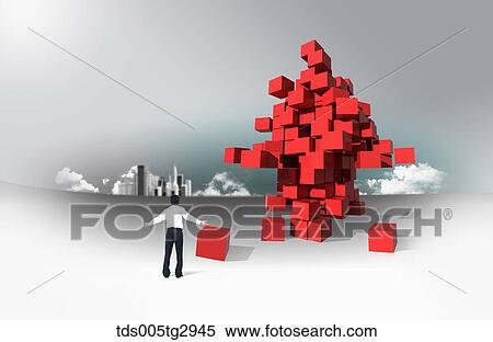A man standing at stacked red boxes with his arms open View Large Photo Image Stock Photography - A man standing at stacked red boxes with his arms open . Fotosearch
