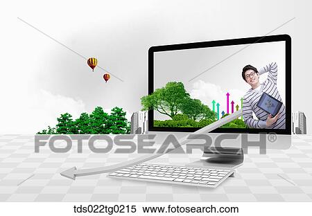 A man, trees, graphs in the computer monitor View Large Photo Image Stock Photography - A man, trees, graphs in the computer monitor. Fotosearch