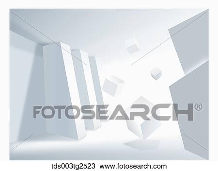 Stock Image - Abstractive Image Of Cubes And Pillars. Fotosearch