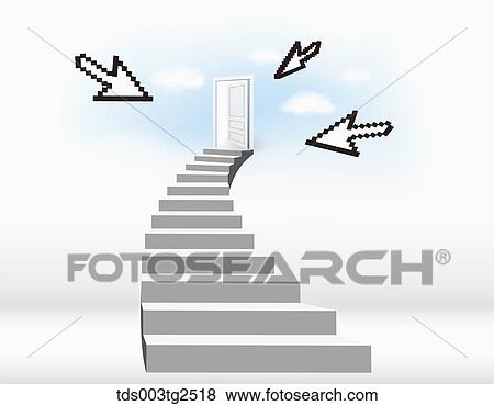 Abstractive Image Of Stairs And Arrows Towards An Open Door View Large Photo Image Stock Photo - Abstractive Image Of Stairs And Arrows Towards An Open Door. Fotosearch