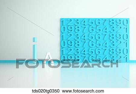 Stock Image - Alphabets And Blue Board Of Numbers. Fotosearch
