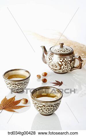 Autumn With Traditional Tea Set View Large Photo Image Stock Photo - Autumn With Traditional Tea Set. Fotosearch