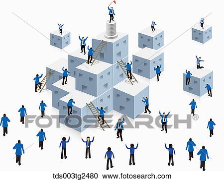 Businessmen Climbing Cubes On Ladders View Large Photo Image Stock Image - Businessmen Climbing Cubes On Ladders. Fotosearch