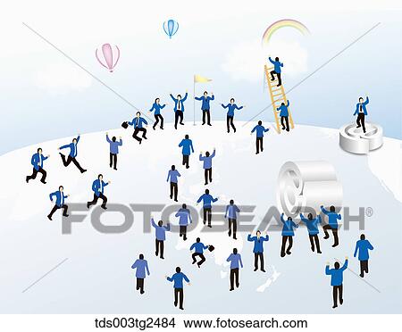 Businessmen Climbing Towards Cloud And Rainbow On Ladder View Large Photo Image Picture - Businessmen Climbing Towards Cloud And Rainbow On Ladder. Fotosearch