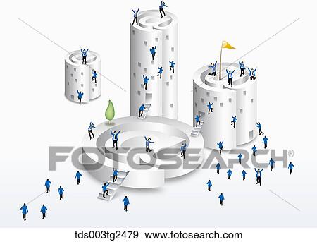 Businessmen Climbing Towers Of @ View Large Photo Image Stock Photo - Businessmen Climbing Towers Of @. Fotosearch