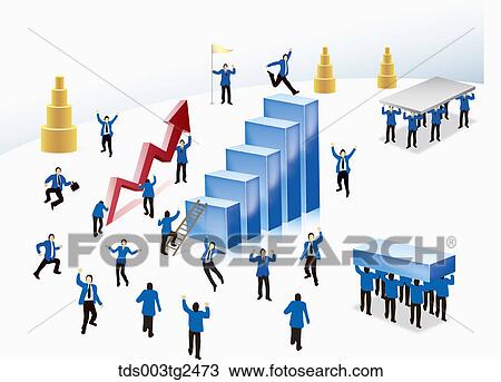 Businessmen With Bar Graph, Kinked Red Arrow And Ladder View Large Photo Image Stock Image - Businessmen With Bar Graph, Kinked Red Arrow And Ladder. Fotosearch