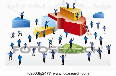 Businessmen With Sectors Of Pie Graph And Ladder View Large Photo Image Stock Photo - Businessmen With Sectors Of Pie Graph And Ladder. Fotosearch