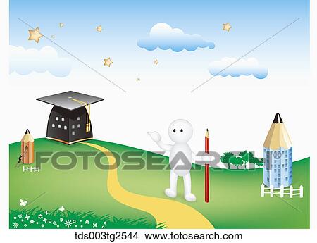 Character Pointing Towards Graduation Cap Building View Large Photo Image Picture - Character Pointing Towards Graduation Cap Building. Fotosearch
