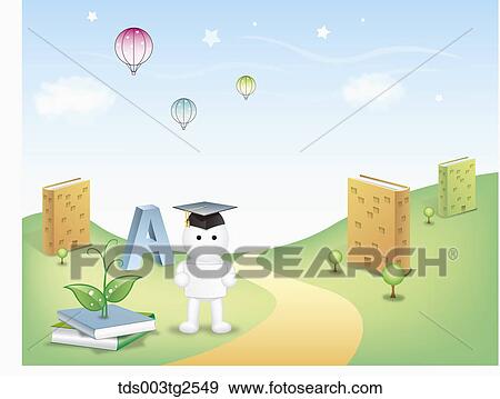 Character With Book Shaped Buildings View Large Photo Image Stock Photo - Character With Book Shaped Buildings. Fotosearch