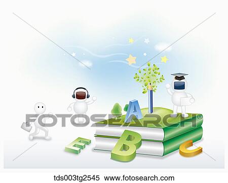 Characters With Books And Pencil Tree View Large Photo Image Stock Photography - Characters With Books And Pencil Tree. Fotosearch