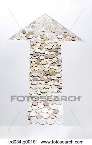 coins in arrow sign View Large Photo Image Stock Image - coins in arrow sign. Fotosearch