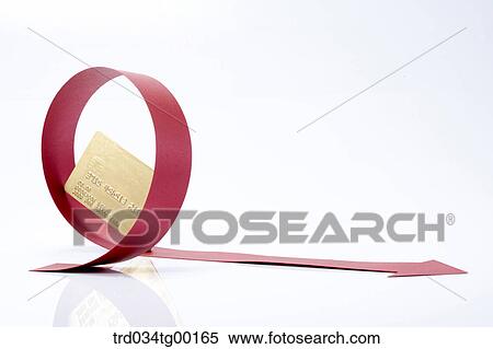 Stock Photography - credit card and red color arrow sign. Fotosearch