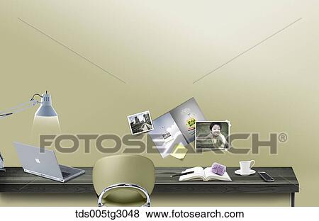 Desk With Laptop And Knitting Thread View Large Photo Image Stock Photo - Desk With Laptop And Knitting Thread. Fotosearch