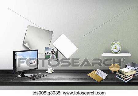 Desk With Monitor And A Cup Of Coffee View Large Photo Image Stock Photography - Desk With Monitor And A Cup Of Coffee. Fotosearch