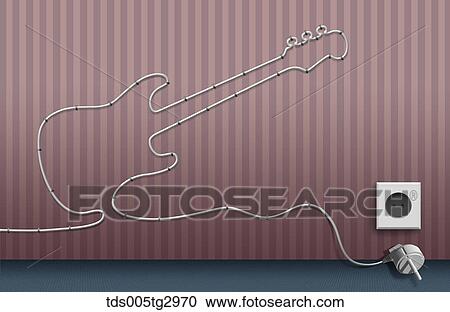 Electric wire and plug in the shape of electronic guitar View Large Photo Image Stock Image - Electric wire and plug in the shape of electronic guitar. Fotosearch