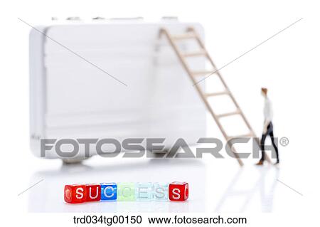 Stock Image - figures and ladder with brief case. Fotosearch