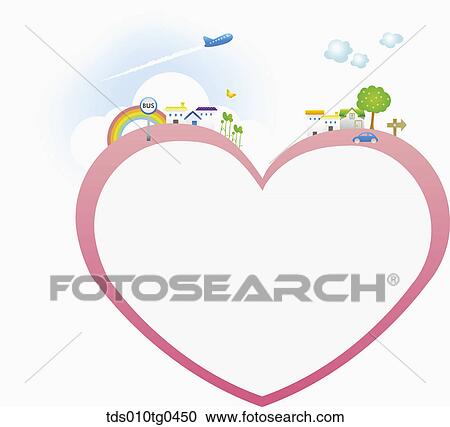 Stock Image - Heart Letter Paper With Happy Neighborhood. Fotosearch